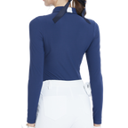 Collared, fitted waist, long-sleeved top (royal blue)