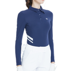 Collared, fitted waist, long-sleeved top (royal blue)