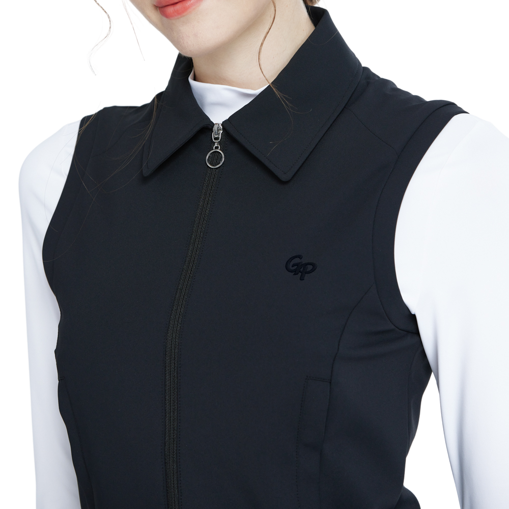 Short-sleeved double-layered vest (black)