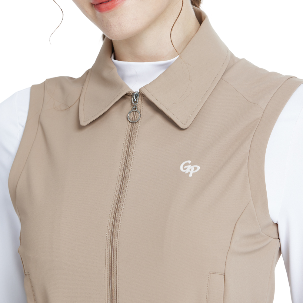 Short-sleeved double-layered vest (khaki)