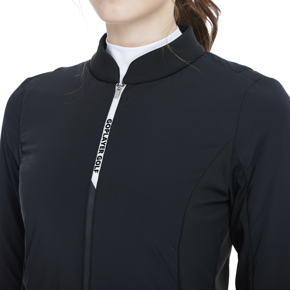 Brushed and quilted warm jacket (black)