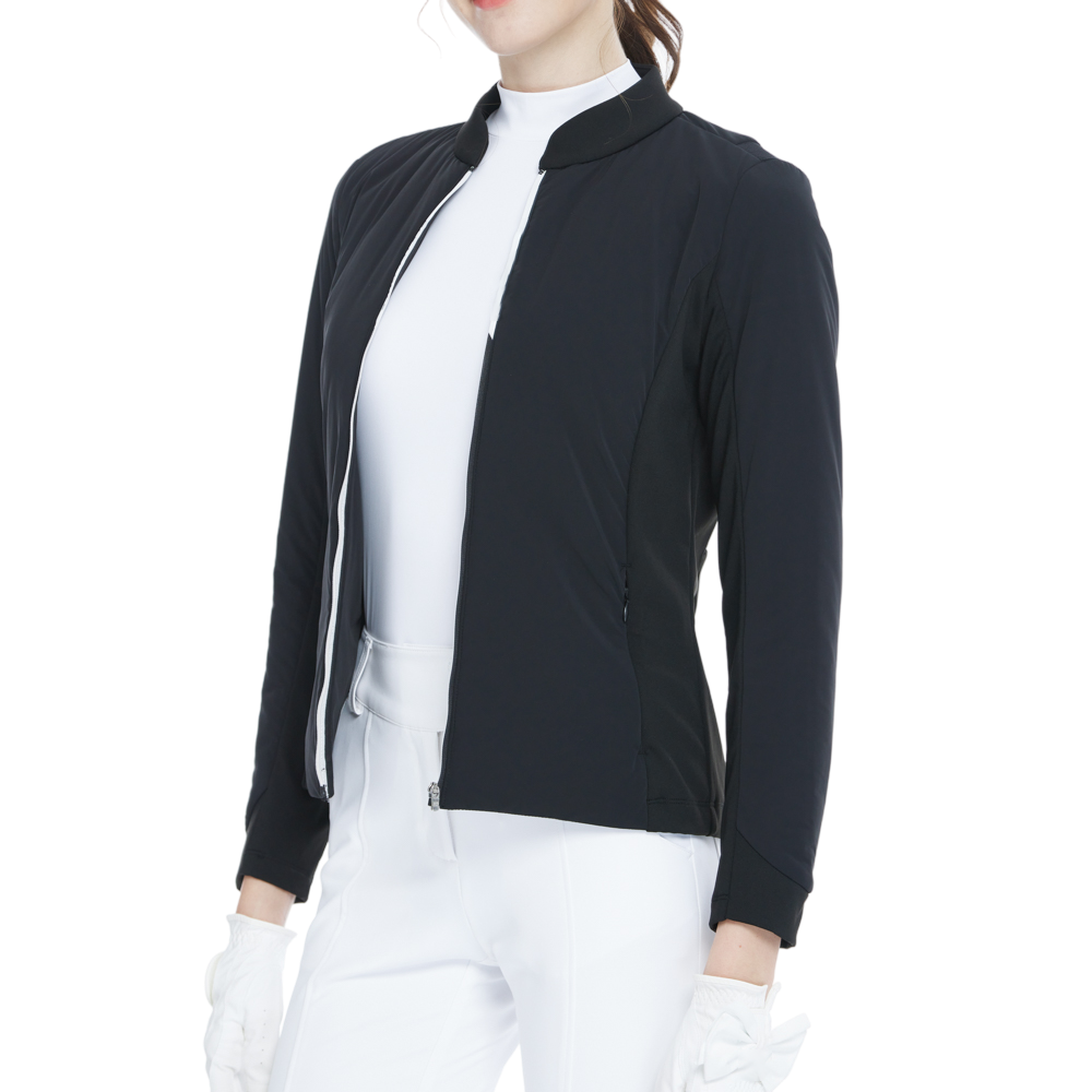 Brushed and quilted warm jacket (black)