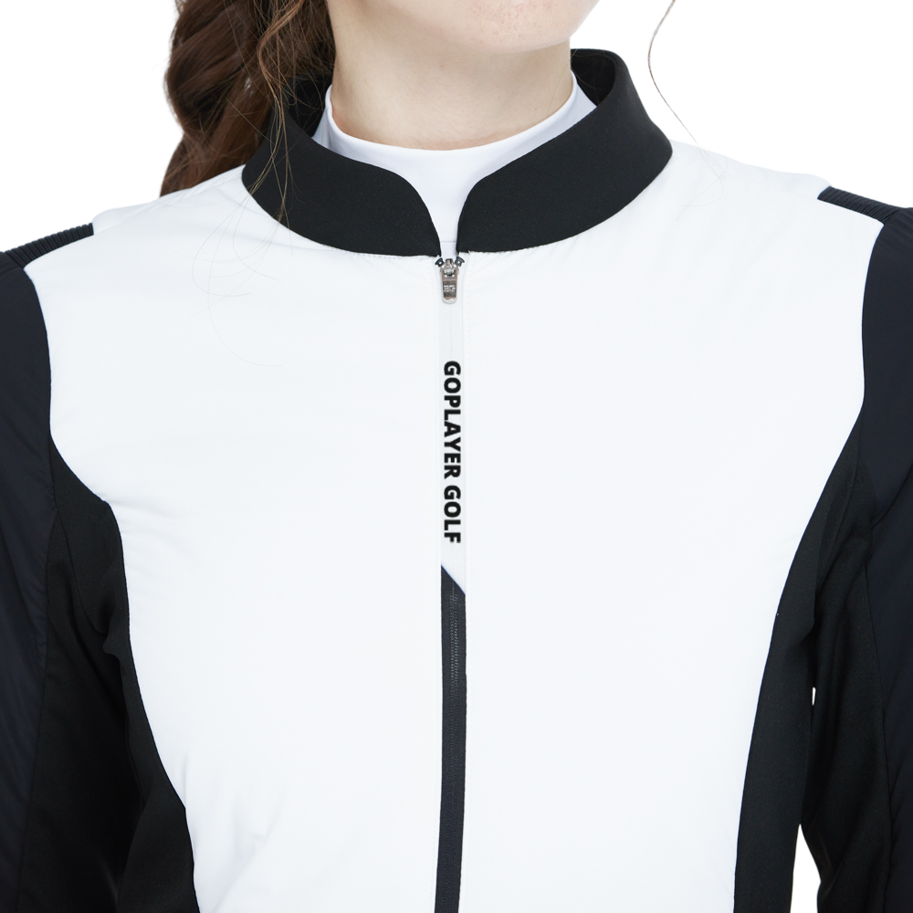 Brushed cotton-padded warm jacket (white)