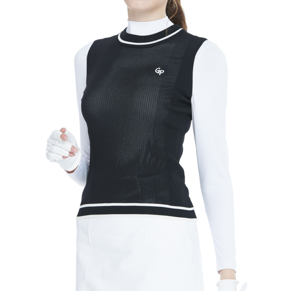 Golf knit crew neck vest (black)