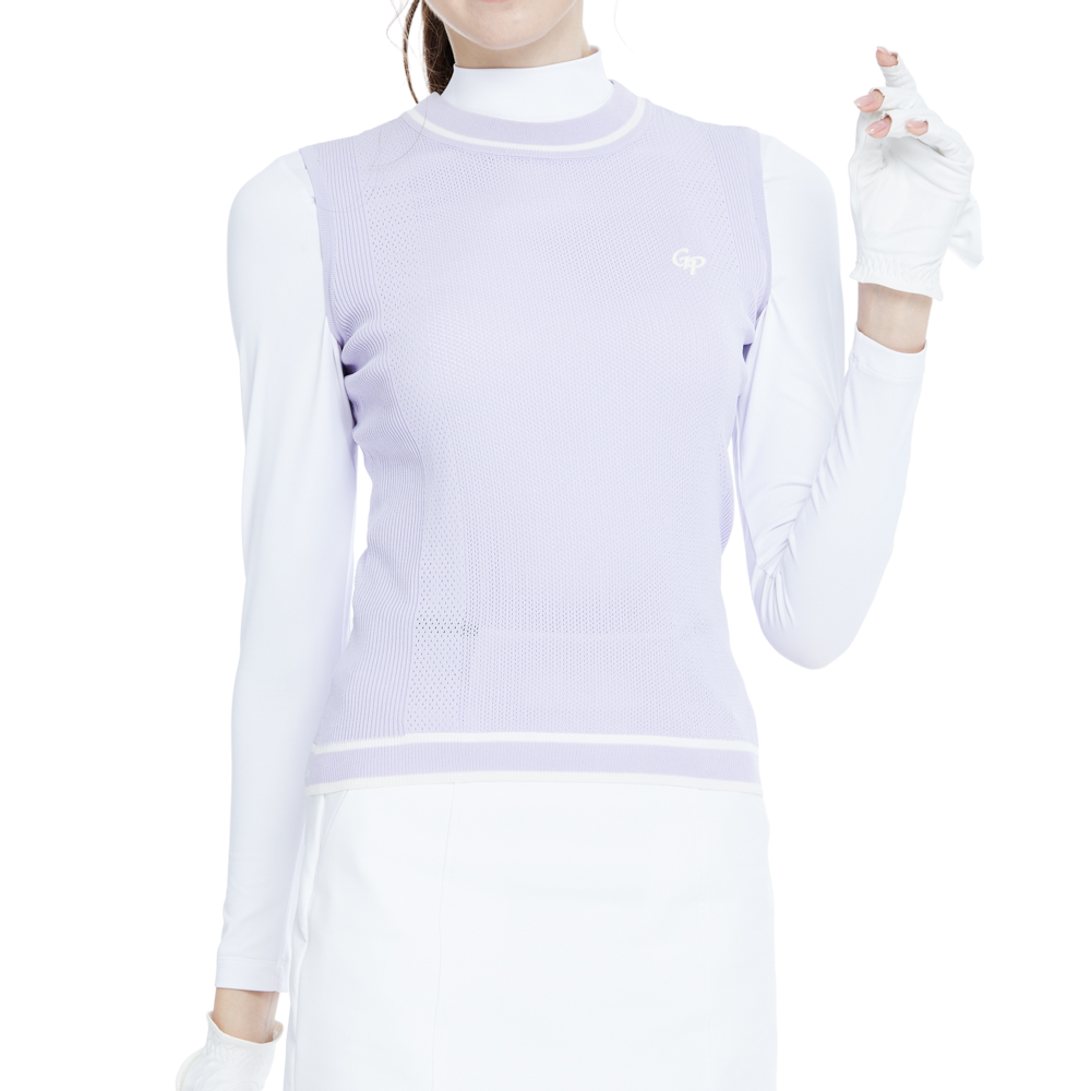 ゴルフニットクルーネックベスト（タロイモパープル）