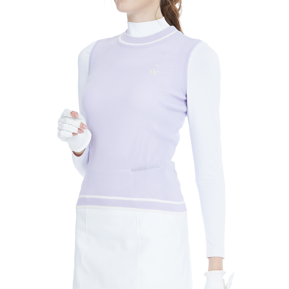 ゴルフニットクルーネックベスト（タロイモパープル）