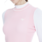 Golf knit crew neck vest (pink)