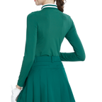 Knitted jacquard collar long-sleeved top (dark green)