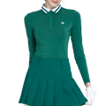 Knitted jacquard collar long-sleeved top (dark green)