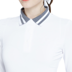 Knitted jacquard collar long-sleeved top (white and gray)