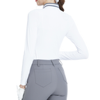 Knitted jacquard collar long-sleeved top (white and gray)