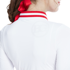 Knitted jacquard collar long-sleeved top (white and red)