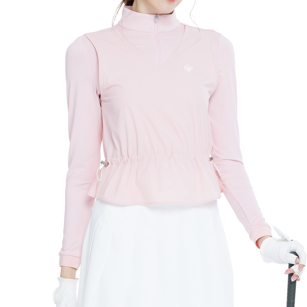 Two-piece long-sleeved vest top (pink)