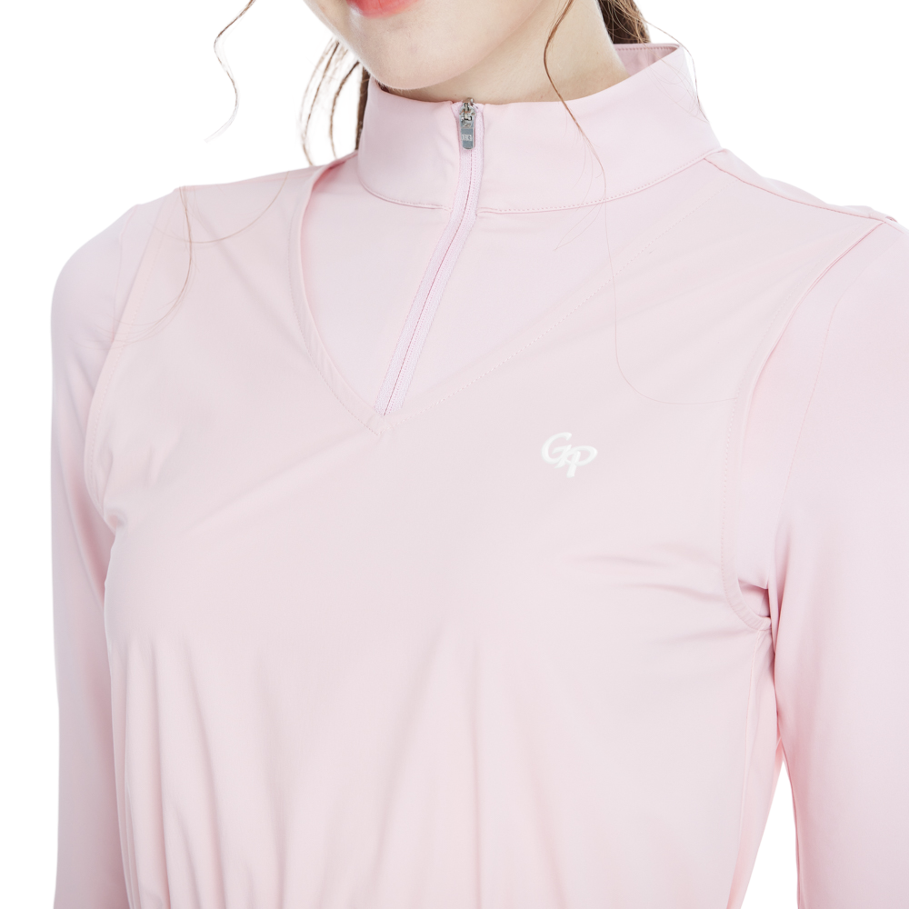 Two-piece long-sleeved vest top (pink)