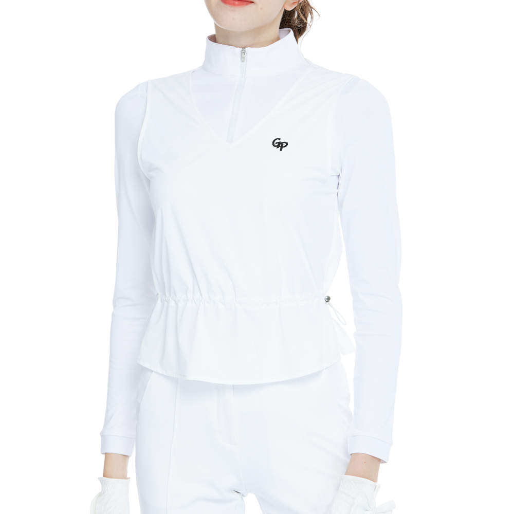 Two-piece long-sleeved vest top (white)