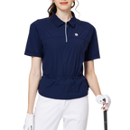 Fashionable ultra-thin waist-cinching short-sleeved top for women