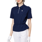 Fashionable ultra-thin waist-cinching short-sleeved top for women