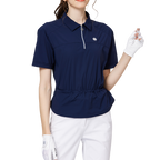 Fashionable ultra-thin waist-cinching short-sleeved top for women