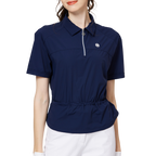 Fashionable ultra-thin waist-cinching short-sleeved top for women