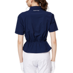 Fashionable ultra-thin waist-cinching short-sleeved top for women