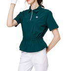 Fashionable ultra-thin waist-cinching short-sleeved top for women