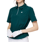 Fashionable ultra-thin waist-cinching short-sleeved top for women