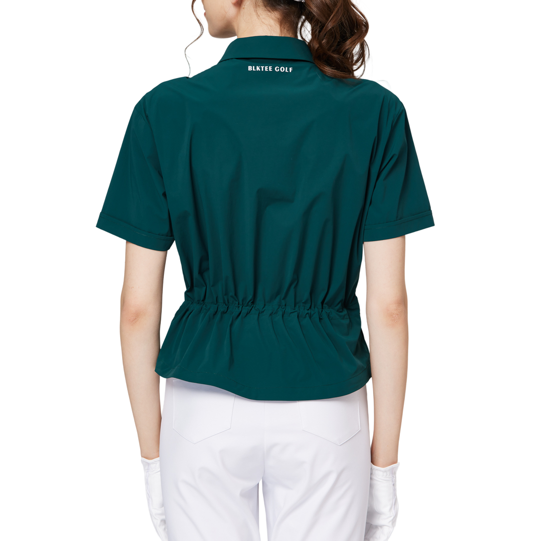 Fashionable ultra-thin waist-cinching short-sleeved top for women