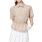 Fashionable ultra-thin waist-cinching short-sleeved top for women