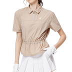 Fashionable ultra-thin waist-cinching short-sleeved top for women