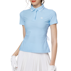 リブネックライン、ウエストにフィットするレディース半袖トップス