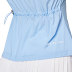 リブネックライン、ウエストにフィットするレディース半袖トップス