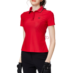 リブネックライン、ウエストにフィットするレディース半袖トップス