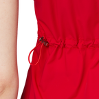 リブネックライン、ウエストにフィットするレディース半袖トップス