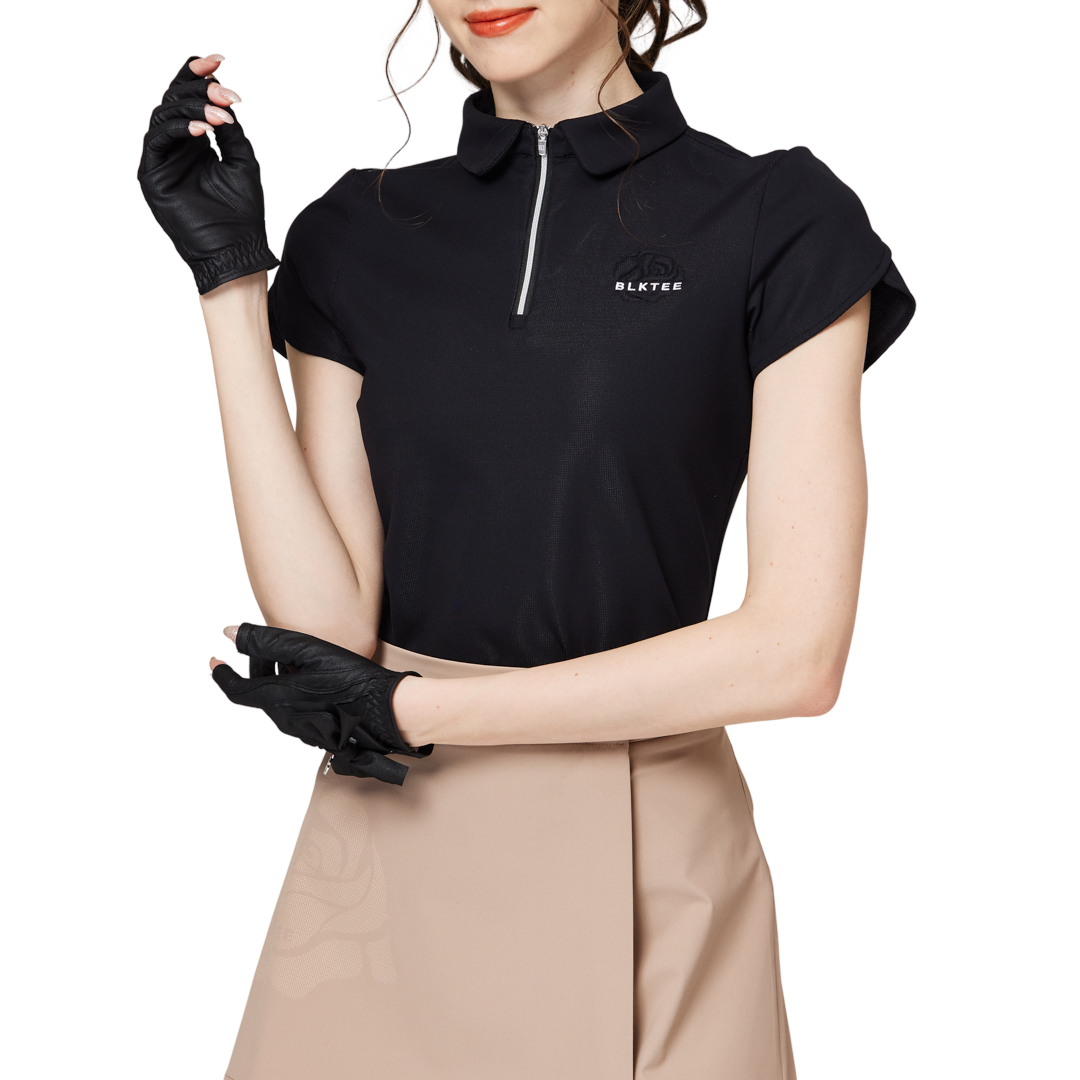 3D Embroidered Collar Short-Sleeved Top