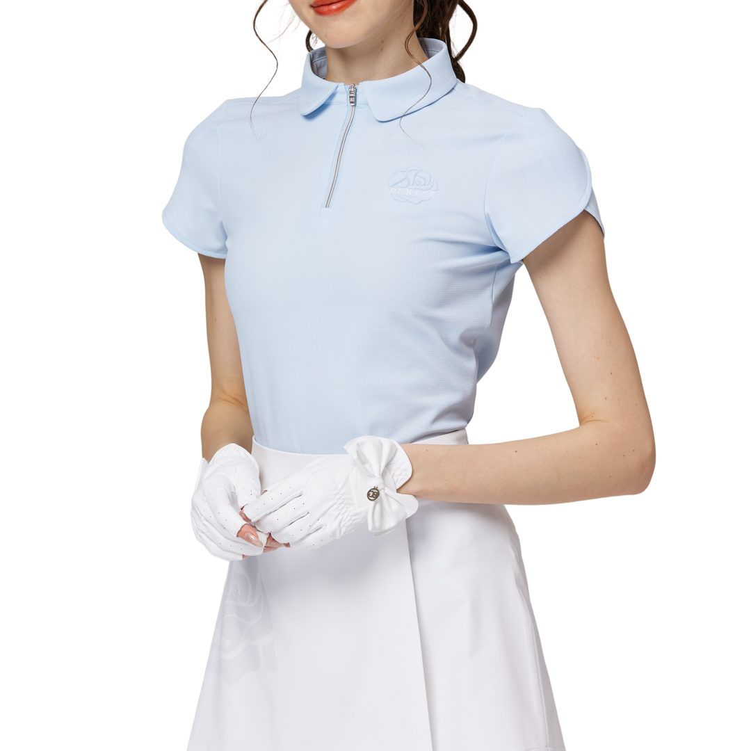 3D刺繍カラー半袖トップス