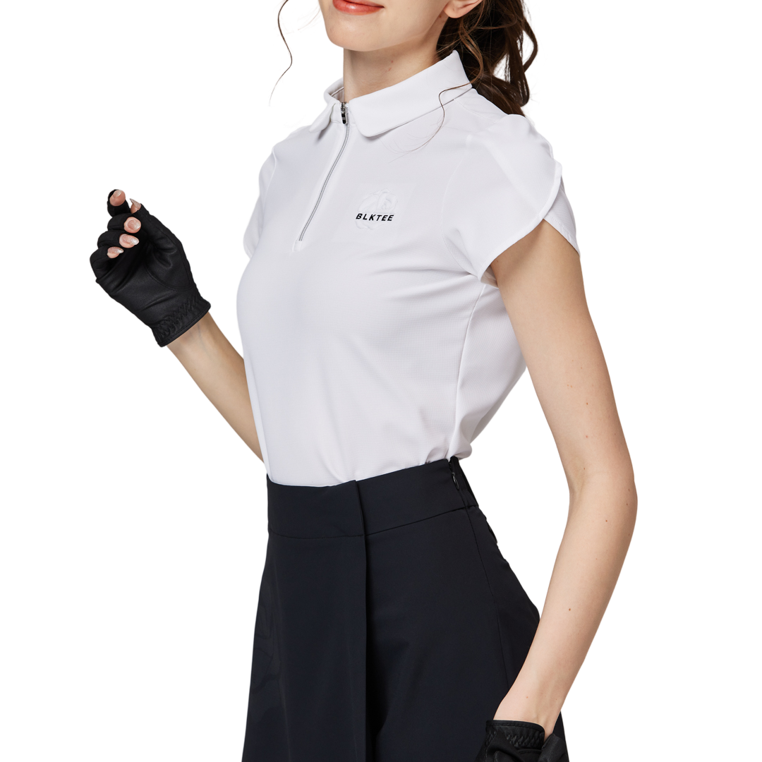 3D刺繍カラー半袖トップス