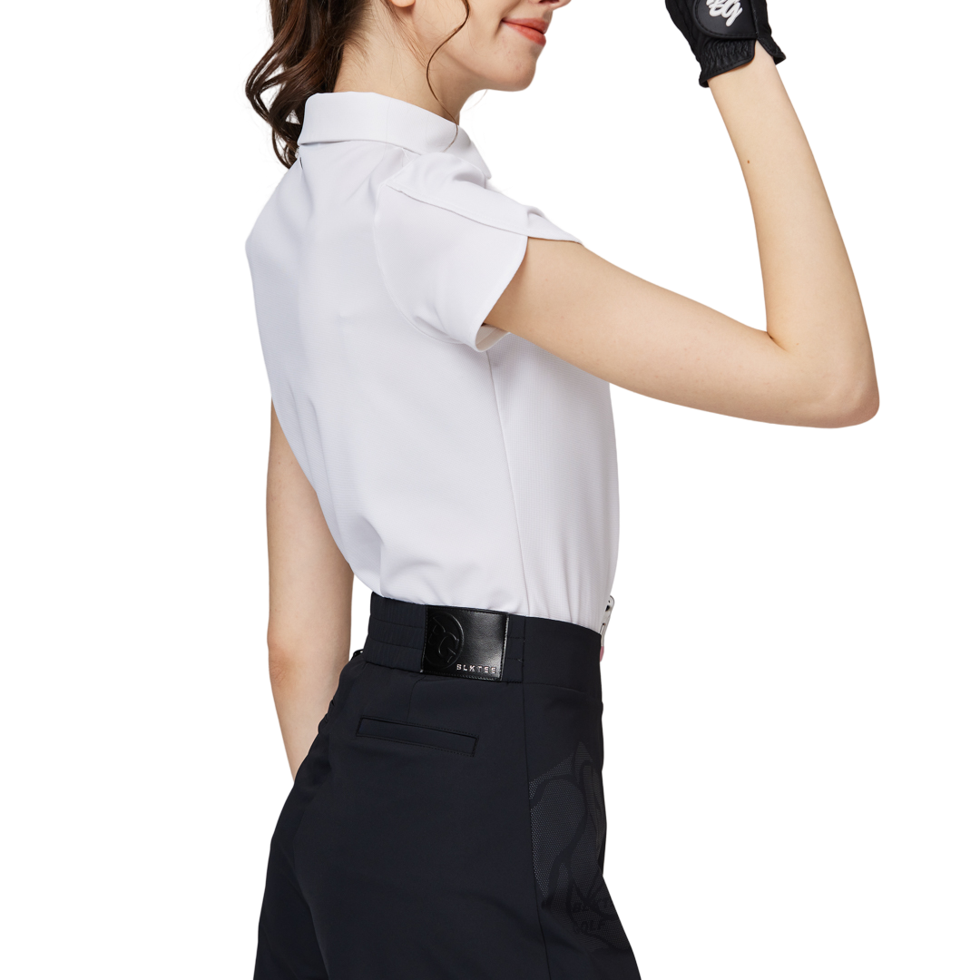 3D刺繍カラー半袖トップス