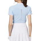 Beaded high-elastic stand-up collar women's short-sleeved top