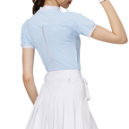 Beaded high-elastic stand-up collar women's short-sleeved top