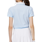 ゆったりとしたリブ編みの裾と襟付きのレディース半袖トップス