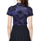 彩印透氣翻領女短袖上衣