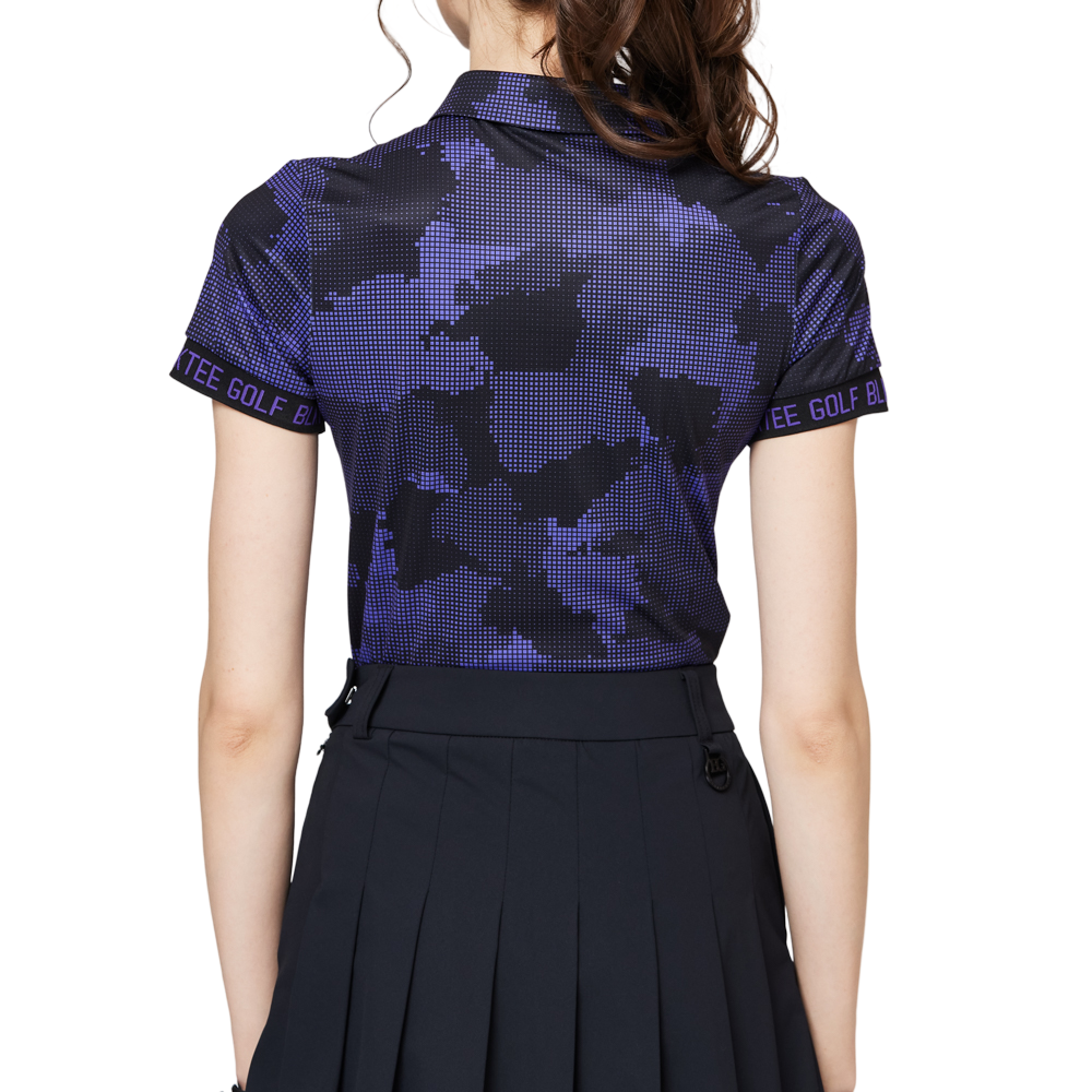 彩印透氣翻領女短袖上衣