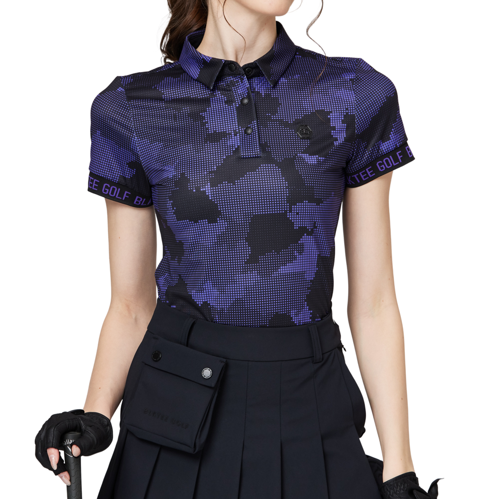 Color Printed Breathable Collared Women's Short-Sleeved Top