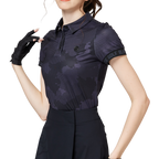 彩印透氣翻領女短袖上衣