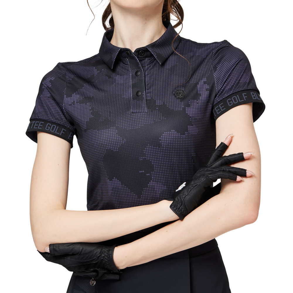Color Printed Breathable Collared Women's Short-Sleeved Top