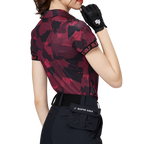 彩印透氣翻領女短袖上衣