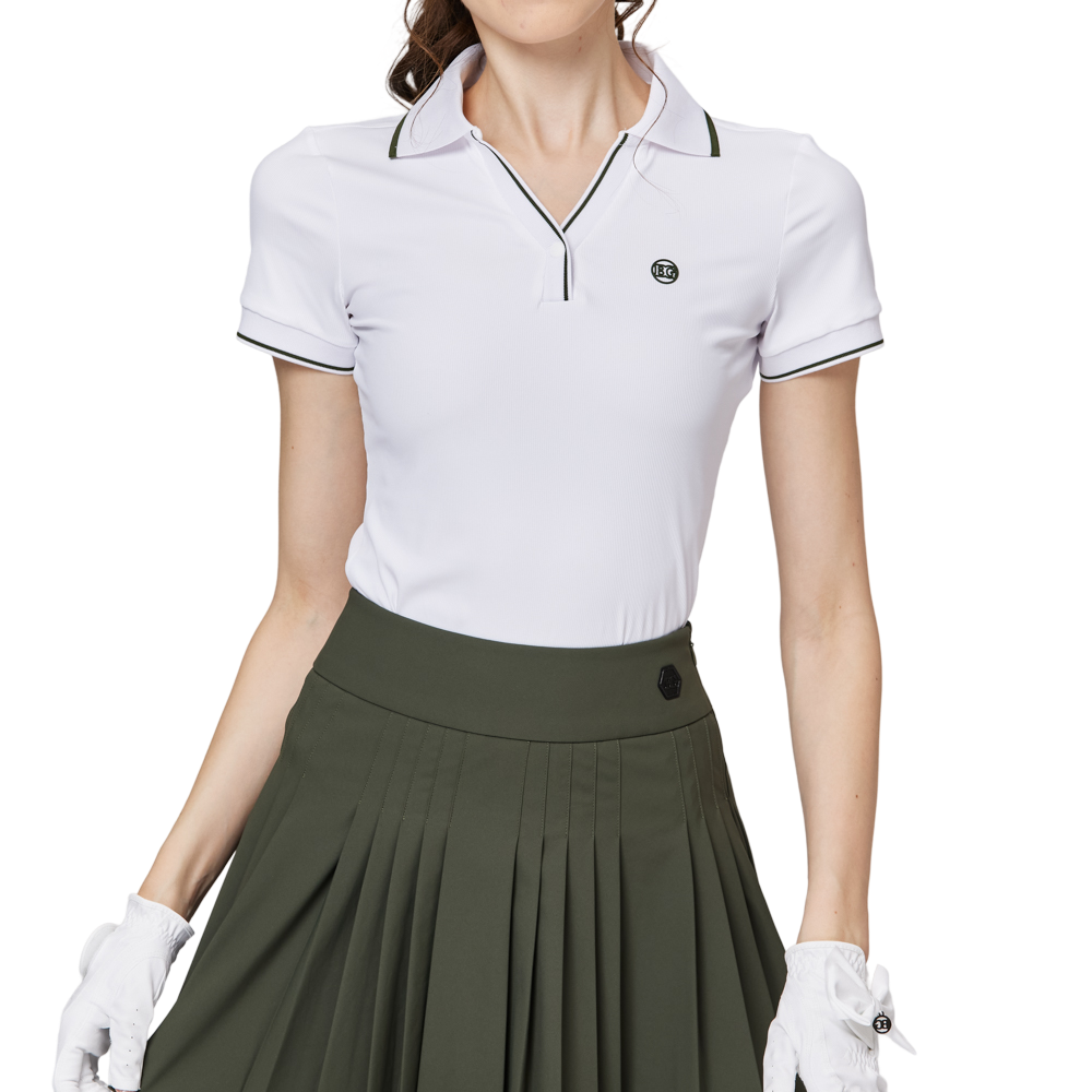 V領收腰女短袖上衣