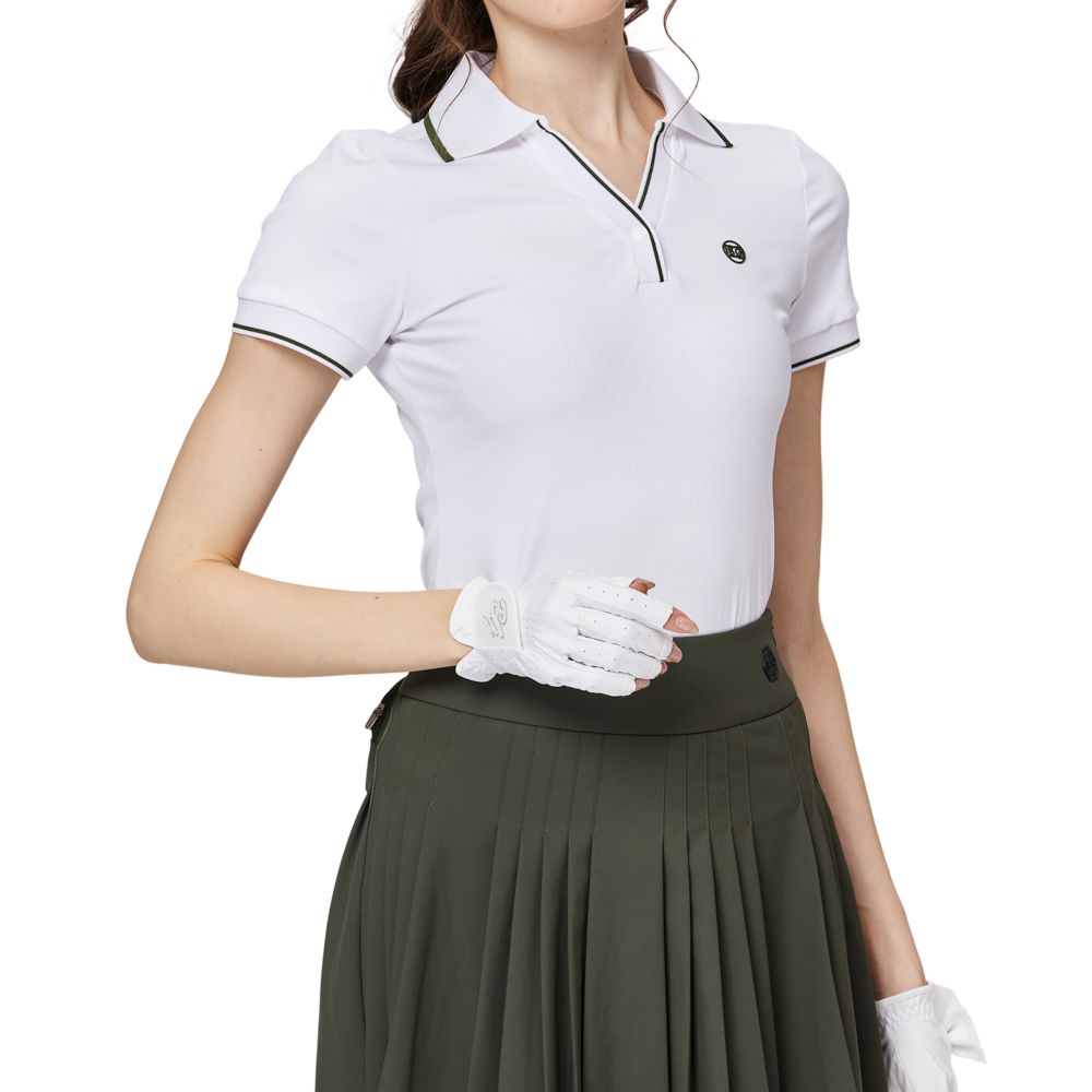 V領收腰女短袖上衣