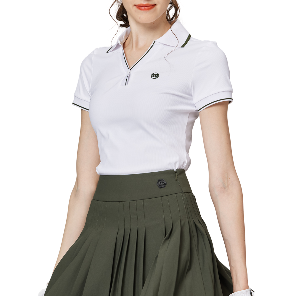 V-neck fitted waist women's short-sleeved top