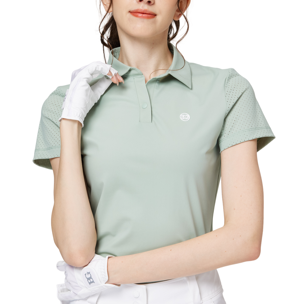 Breathable collared short-sleeved top for women